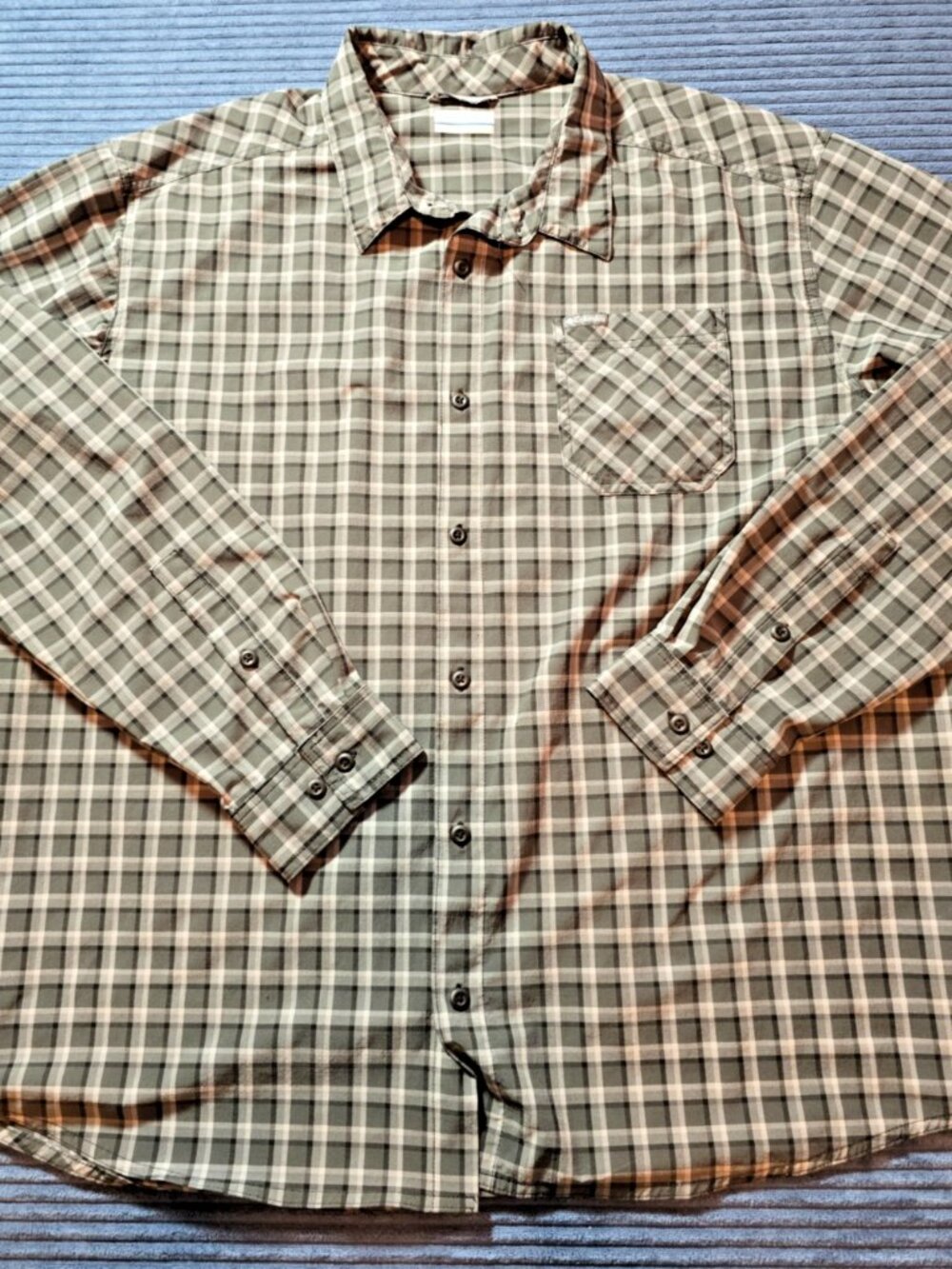 Columbia Men’s XXL Plaid Shirt – Gray Check – Short/Long Sleeve – Outdoor